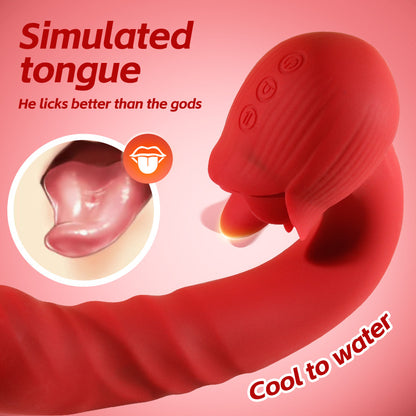 Rose-shaped extendable tongue vibrator