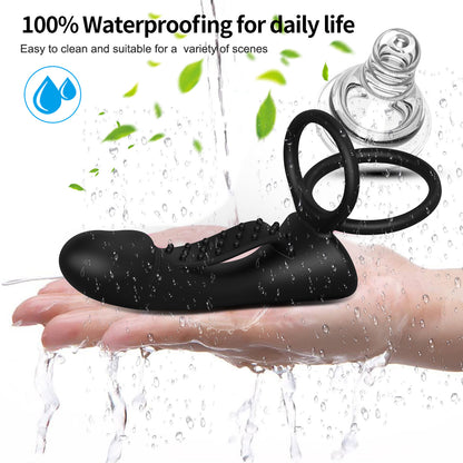 Mobile phone remote control anal couple resonance male wear silicone double ring dildo