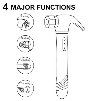 Multi-frequency sucking telescopic hammer vibrator for women