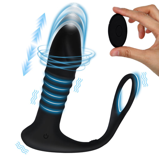 Men's remote control prostate massager fully automatic telescopic anal plug gay masturbation vibrator fun
