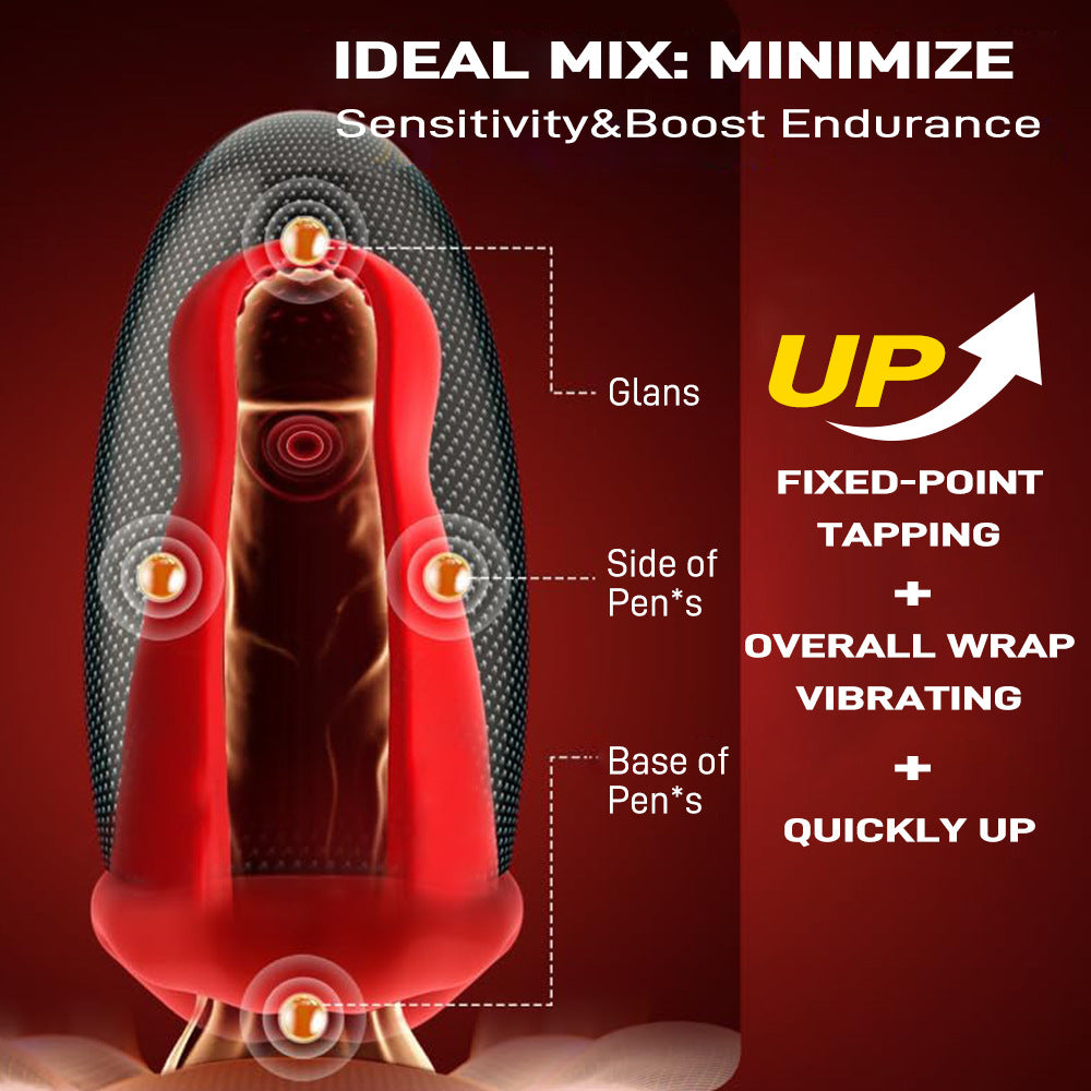 Seahorse digital display 9-frequency tapping exercise trainer for men with large earrings Vasodilation masturbator