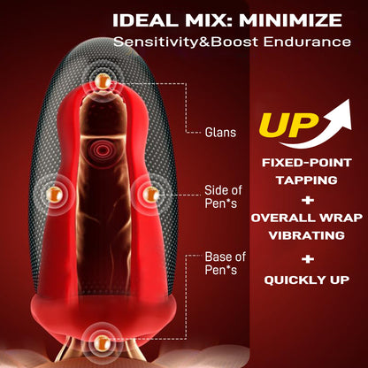 Seahorse digital display 9-frequency tapping exercise trainer for men with large earrings Vasodilation masturbator