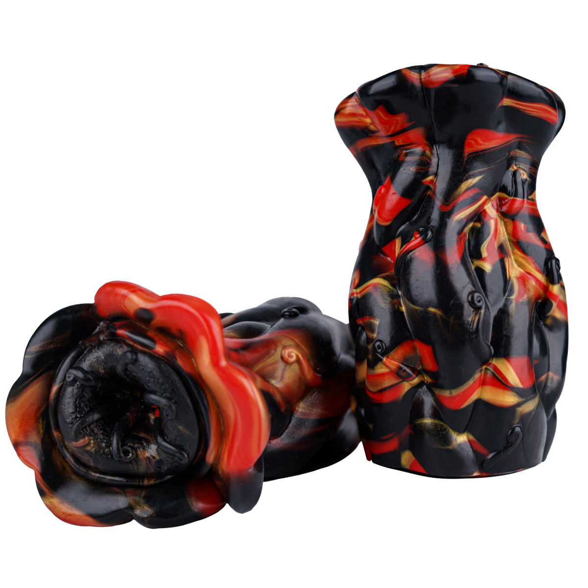 Alien-shaped male masturbator with simulated soft flesh.