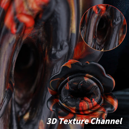 Alien-shaped male masturbator with simulated soft flesh.