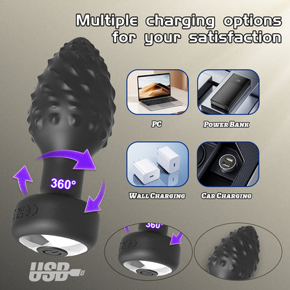 Fruit thorn rotating vibration anal plug female sex wireless remote control anal masturbator