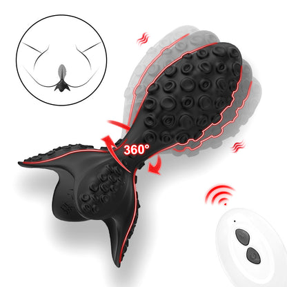 Remote-controlled rotating vibrating anal plug