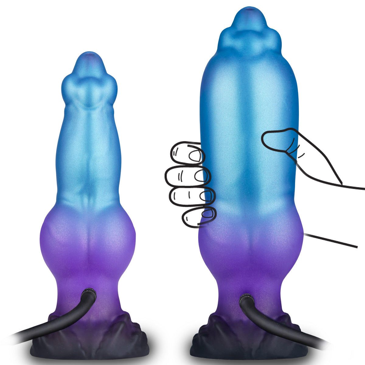 Liquid silicone irregularly shaped inflatable sex dildo
