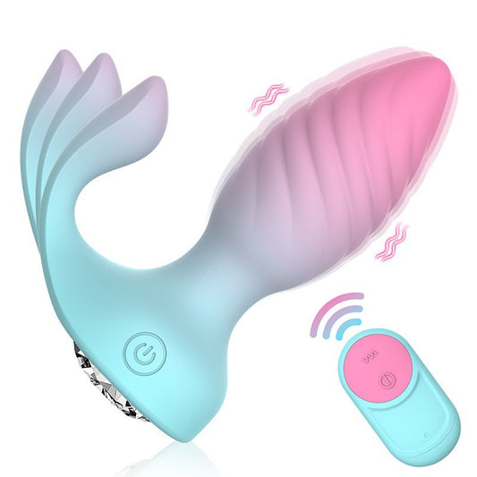 Diamond remote control anal plug gradient wearable vibrator for men and women