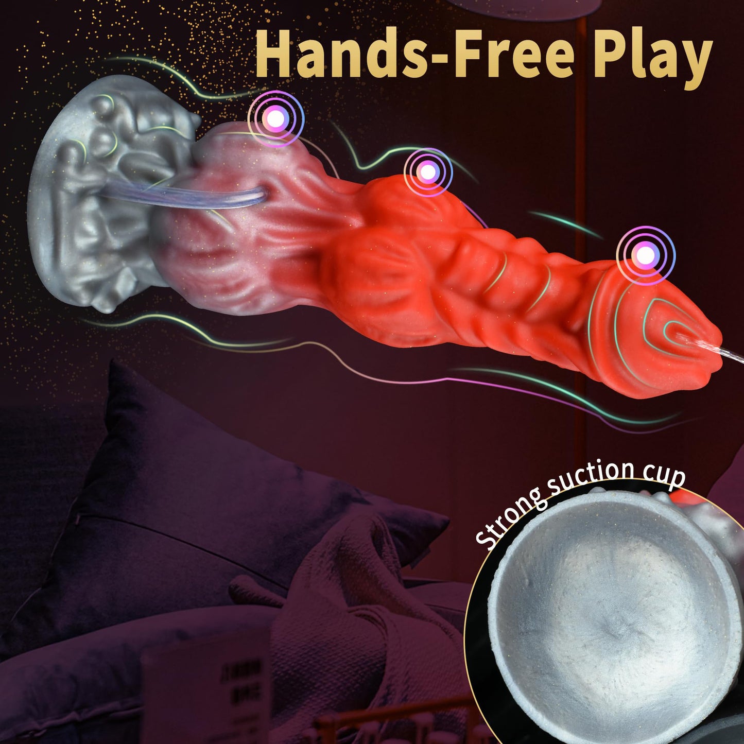 Odd-shaped water-spraying silicone dildo for masturbation