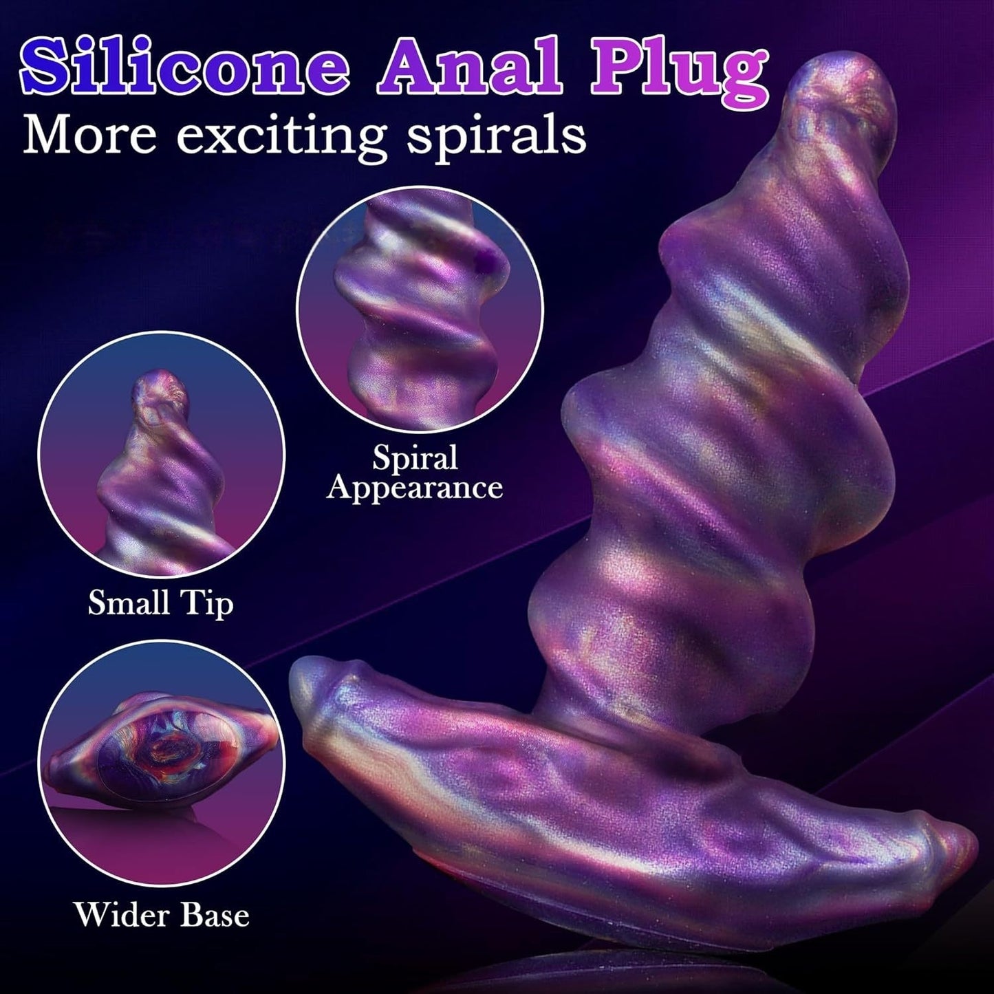 Silicone spiral anal plug, irregularly shaped dildo