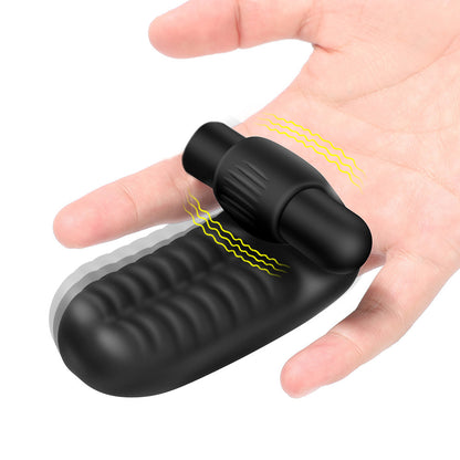 10-frequency rechargeable wearable vibrating sex finger sleeve