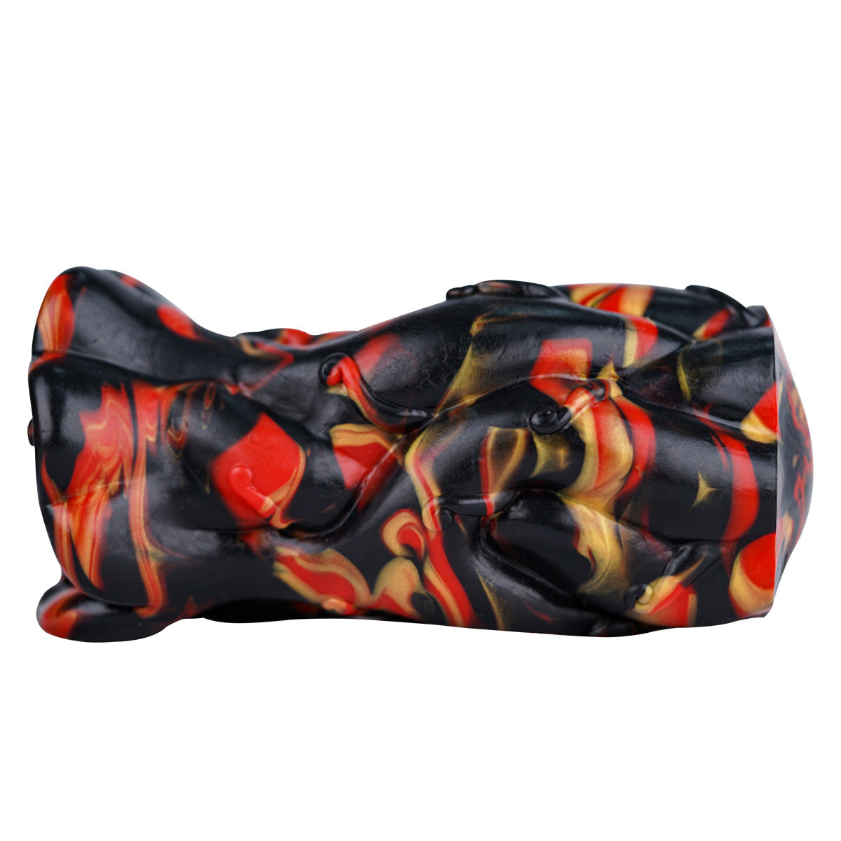 Alien-shaped male masturbator with simulated soft flesh.