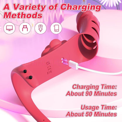 Rose finger strap buckle massager sex toy simulation Head vibrating masturbator