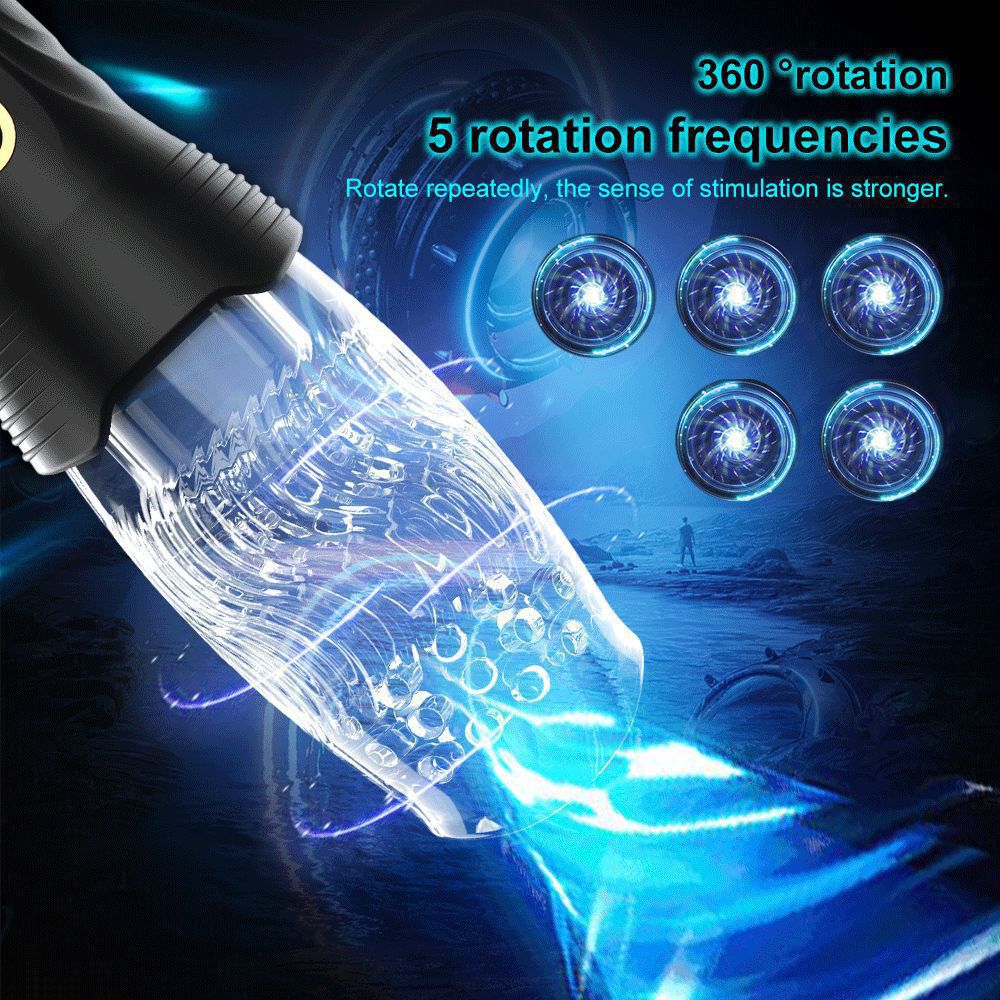 Automatic clamping, suction, retractable and rotating electric male masturbator