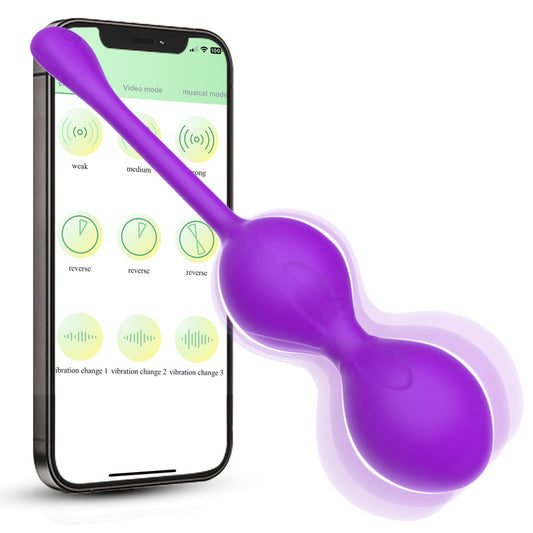 A fully encapsulated vibrator with an app for remotely controlling vaginal contractions. Vibrating masturbator for exercise and sex toys.