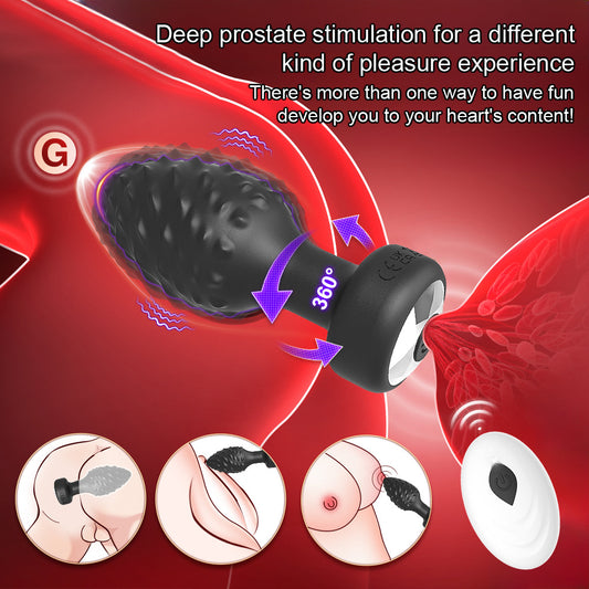 Fruit thorn rotating vibration anal plug female sex wireless remote control anal masturbator