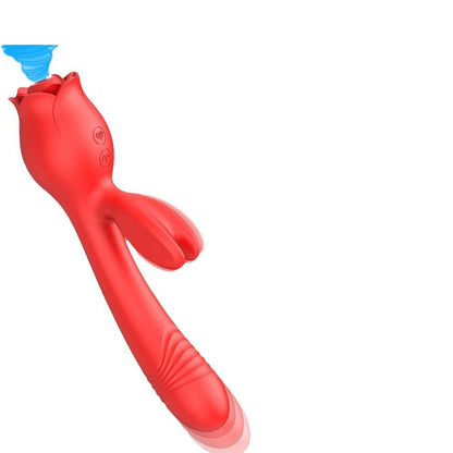 Rose-shaped suction head retractable vibrating female masturbator