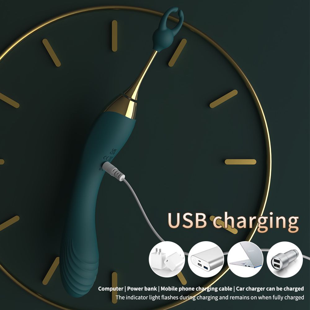 Double-ended stimulating vibrator for female masturbation