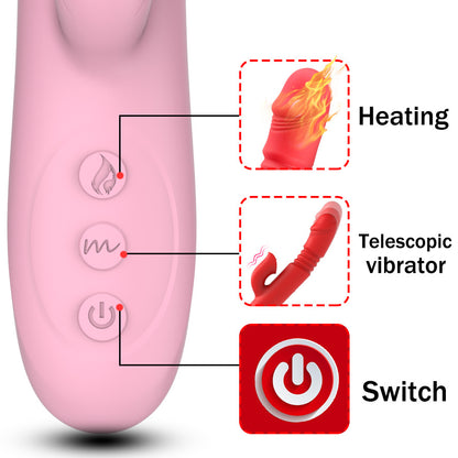 Heated vibrating stick suction telescopic masturbation machine