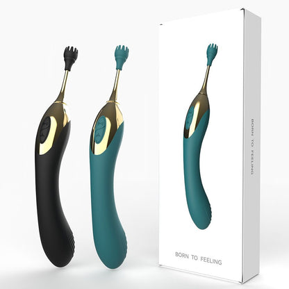 Double-ended stimulating vibrator for female masturbation