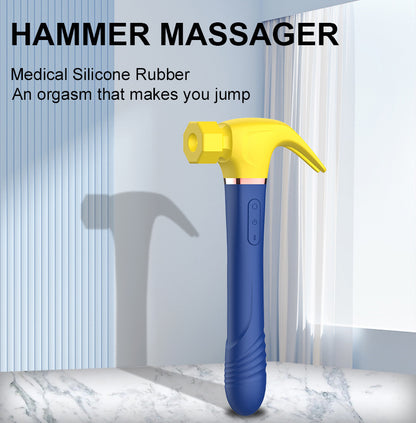 Multi-frequency sucking telescopic hammer vibrator for women