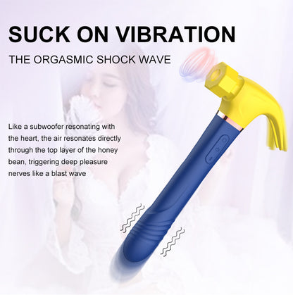 Multi-frequency sucking telescopic hammer vibrator for women