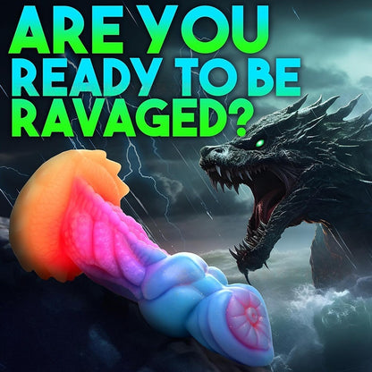 Silicone glow-in-the-dark monster longan fake penis anal dilator