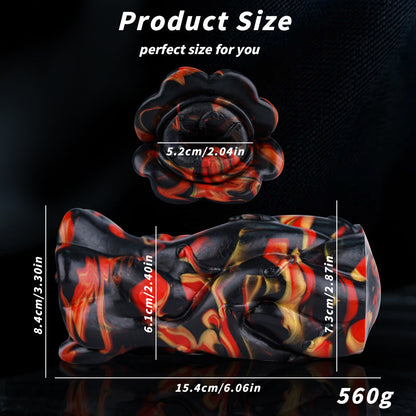 Alien-shaped male masturbator with simulated soft flesh.