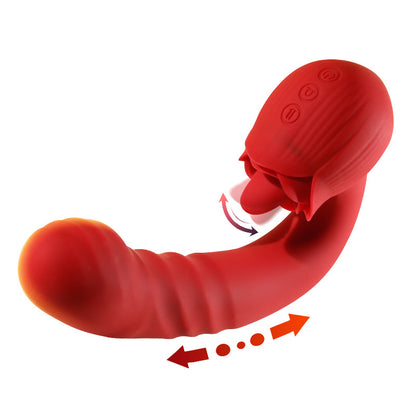 Rose-shaped extendable tongue vibrator