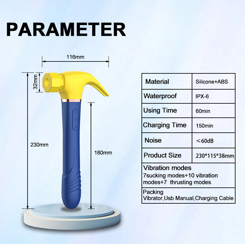 Multi-frequency sucking telescopic hammer vibrator for women