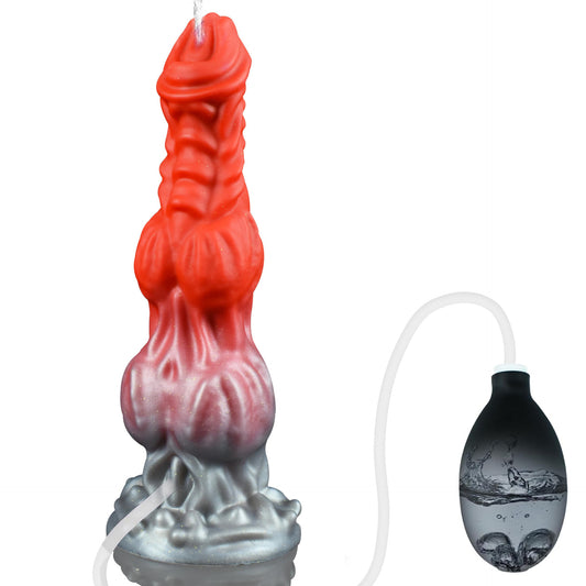 Odd-shaped water-spraying silicone dildo for masturbation