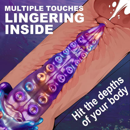 Octopus-shaped silicone anal plug and tongue-licking dildo