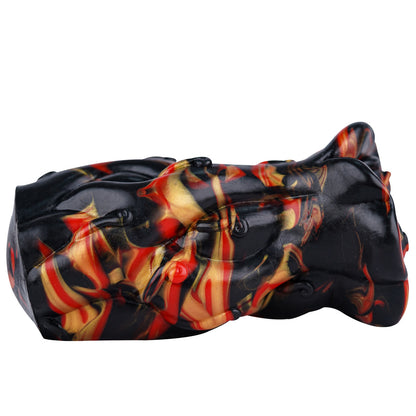 Alien-shaped male masturbator with simulated soft flesh.