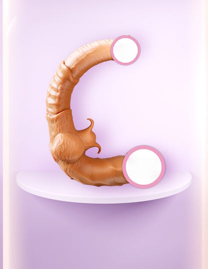 Wearing double headed dragon phallus men and women masturbate with vibrating les fake penis lesbian lala