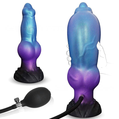 Liquid silicone irregularly shaped inflatable sex dildo