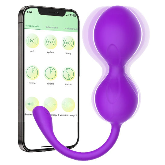 A fully encapsulated vibrator with an app for remotely controlling vaginal contractions. Vibrating masturbator for exercise and sex toys.