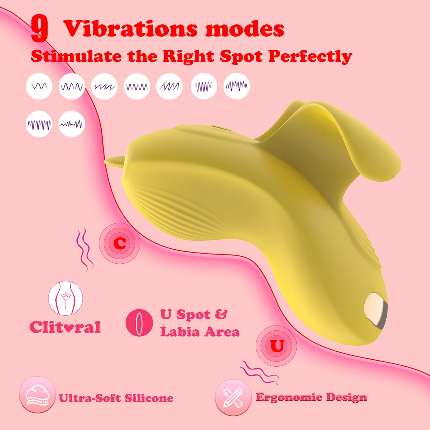 Finger-worn 9-frequency female vibrator
