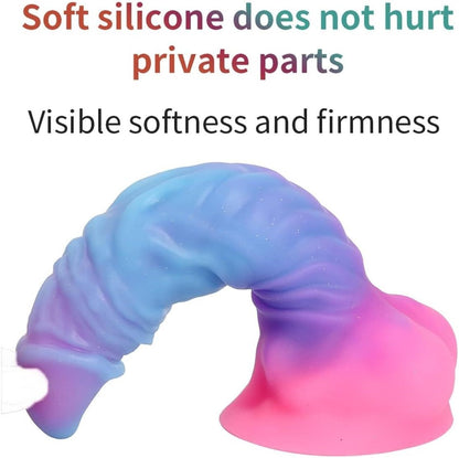 Luminous, irregularly shaped silicone massage stick/phallus