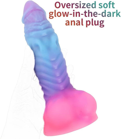 Luminous, irregularly shaped silicone massage stick/phallus