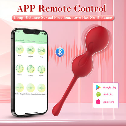 A fully encapsulated vibrator with an app for remotely controlling vaginal contractions. Vibrating masturbator for exercise and sex toys.