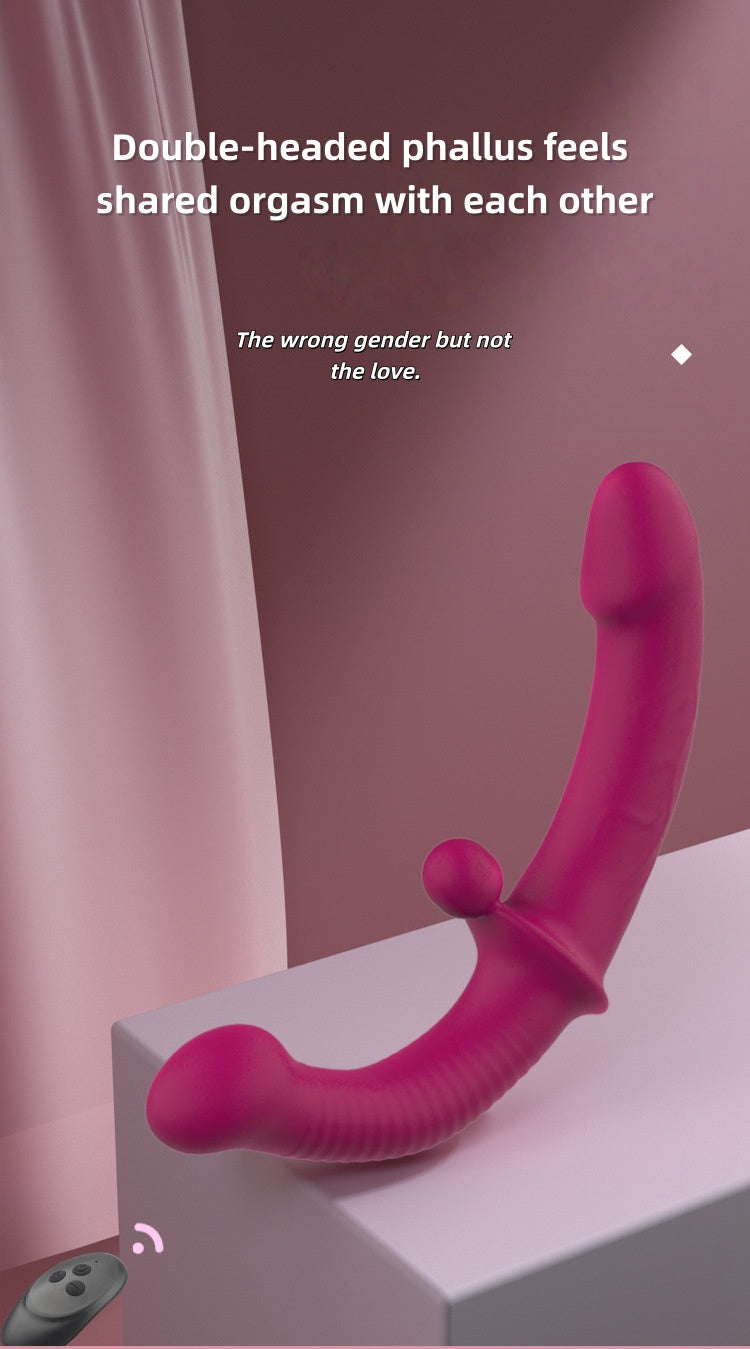 Remote control double shock double head dragon female double head simulation phallus female self Comfort vessel