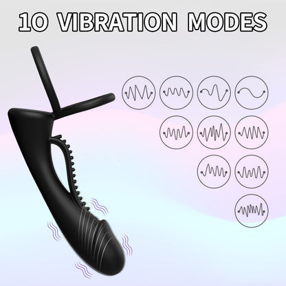 Mobile phone remote control anal couple resonance male wear silicone double ring dildo