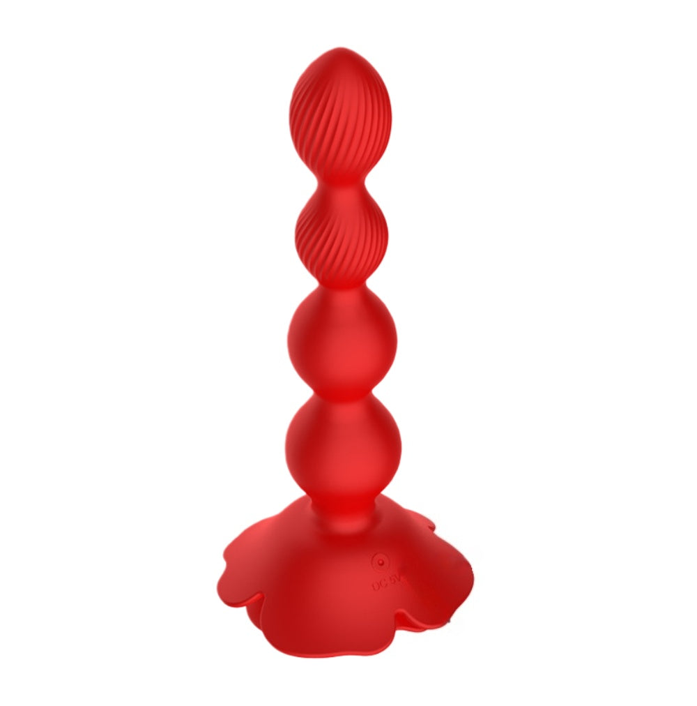 Wireless remote-controlled vibrating rose-shaped twisting amulet masturbator
