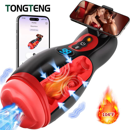 Men's fully electric sucking vibration heating masturbator