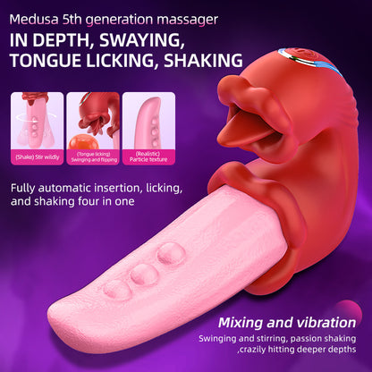 Tongue woman licks the clitoris with her tongue to stimulate masturbation G-spot orgasm strong vibrator