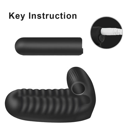 10-frequency rechargeable wearable vibrating sex finger sleeve