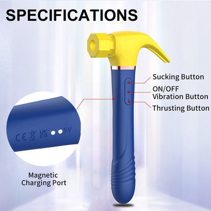 Multi-frequency sucking telescopic hammer vibrator for women