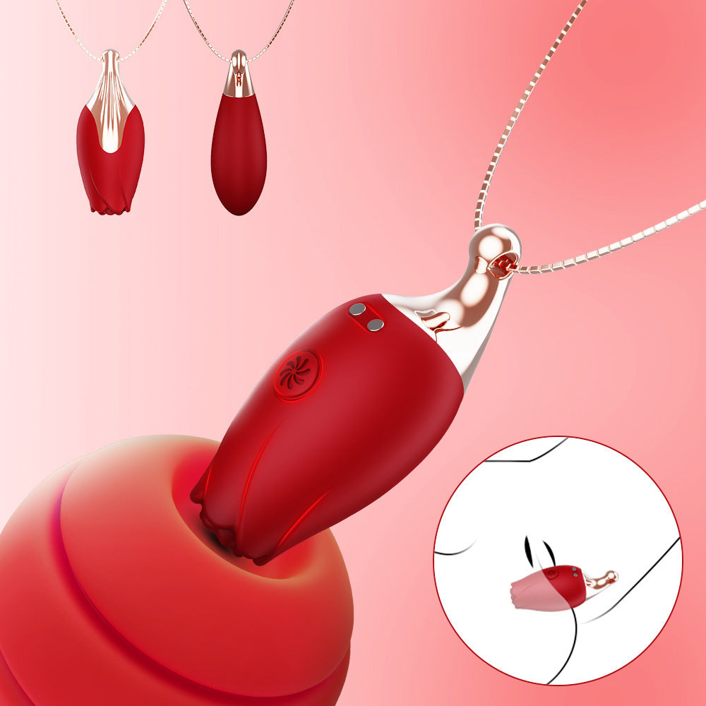Rose necklace gift, vibrating egg massager, small female masturbator