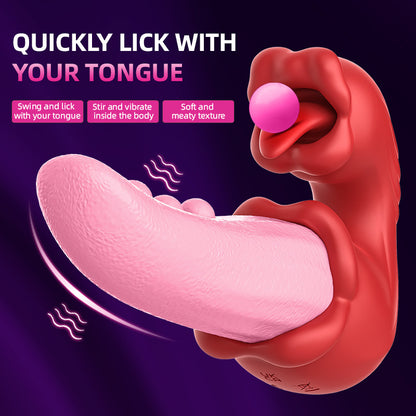 Tongue woman licks the clitoris with her tongue to stimulate masturbation G-spot orgasm strong vibrator