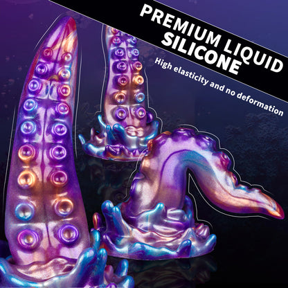 Octopus-shaped silicone anal plug and tongue-licking dildo